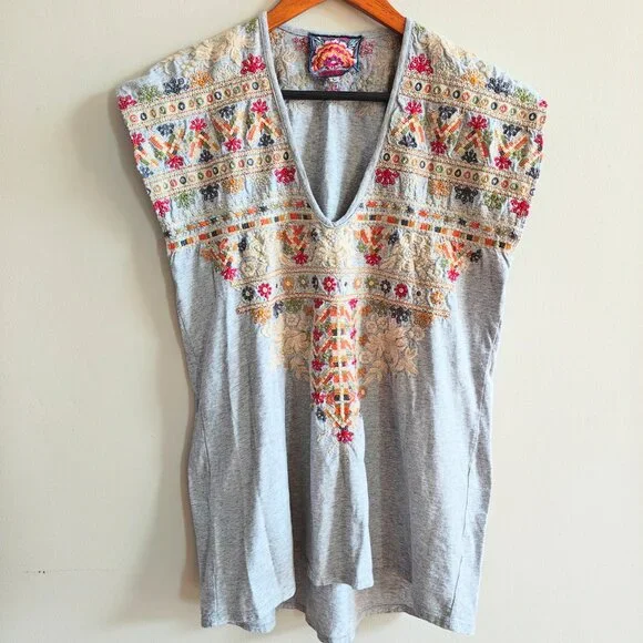 JOHNNY WAS Embroidered Jersey Top - Picture 8 of 9